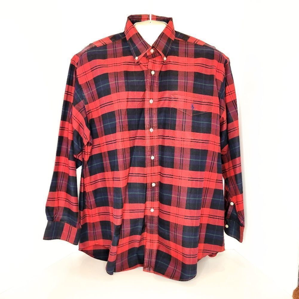 Ralph Lauren Men's Size Large Red Multi Plaid Big Shirt
